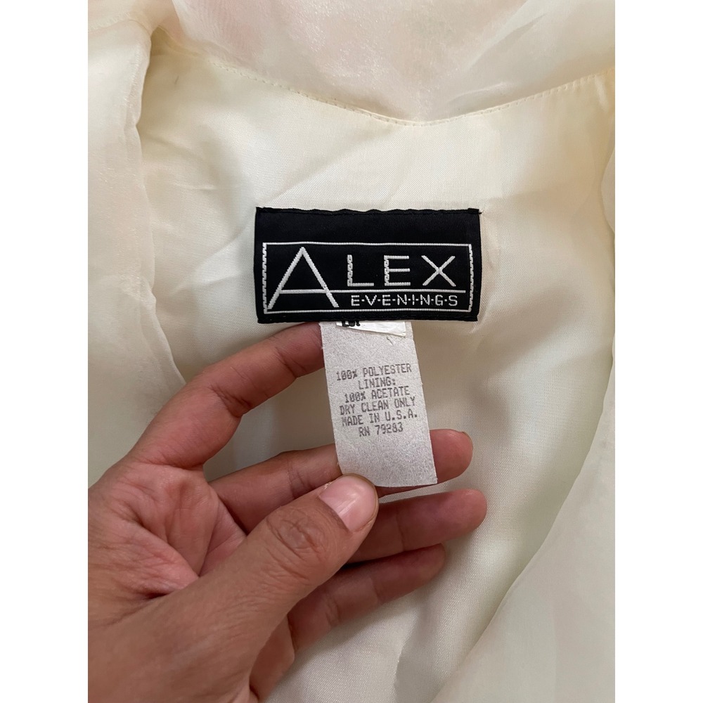 Vintage Alex Evenings White Organza Ruffle Blazer and Pant Set Size 8 - Picture 9 of 10